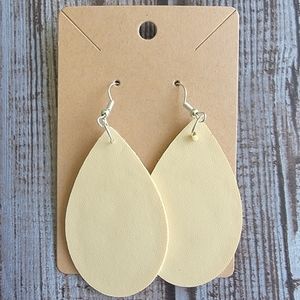 Beige Faux Leather Earrings